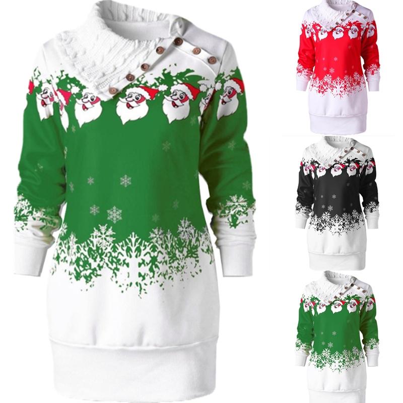 Vestido de Santa Claus Navidad Mujer Manga Larga Botón Pullover Sudaderas  con Capucha Tops Casual Party Wear comprar a buen precio — entrega  gratuita, reseñas reales con fotos — Joom