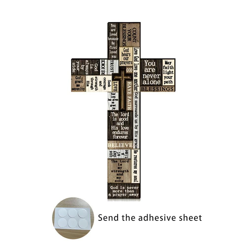 12 x 8 Inch Cross Wall Decor 2D Inspirational Christians Cross Sign Wall Art Decor Faith Love Blessed Christians Hanging Sign