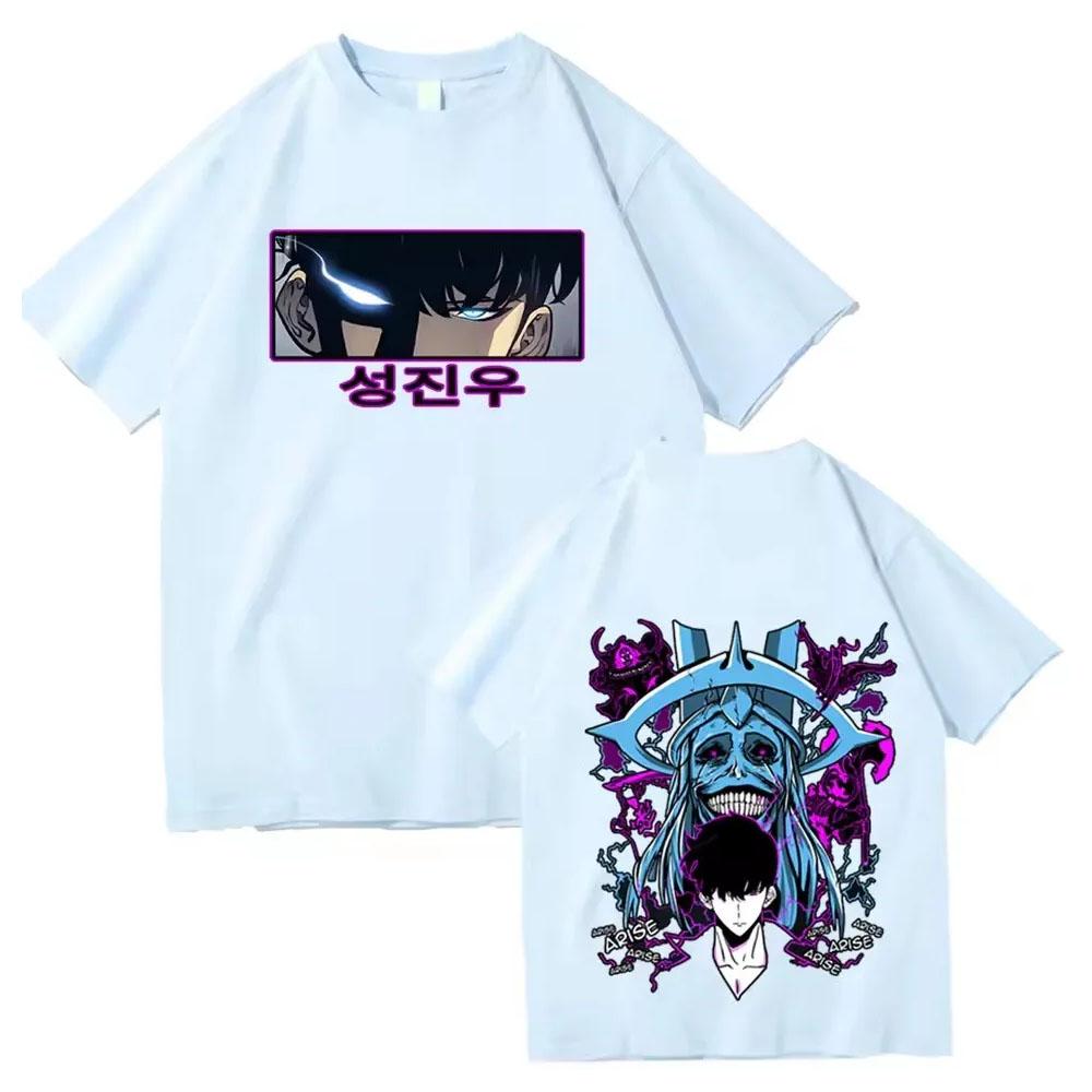 Y2K Unisex Oversize Clothing Anime Solo Leveling T Shirt Sung Jinwoo T Shirts Unisex Hip-Hop T Shirt Harajuku Unisex Casual Top Unisex 3XL
