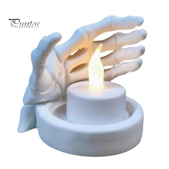 

Подсвечник в виде руки-череп, напечатанный на 3D-принтере, подсвечник в виде скелета, готический настольный подсвечник в виде черепа для вечеринки на Хэллоуин, домашний декор интерьера белый