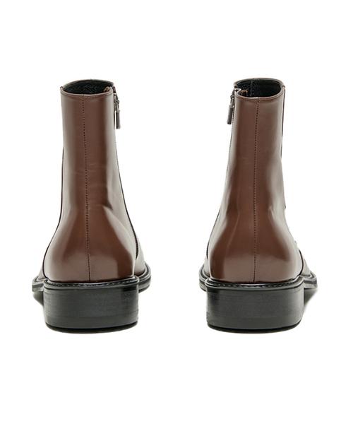 Mellos (Handmade) Square Toe Zip-Up Boots - Brown