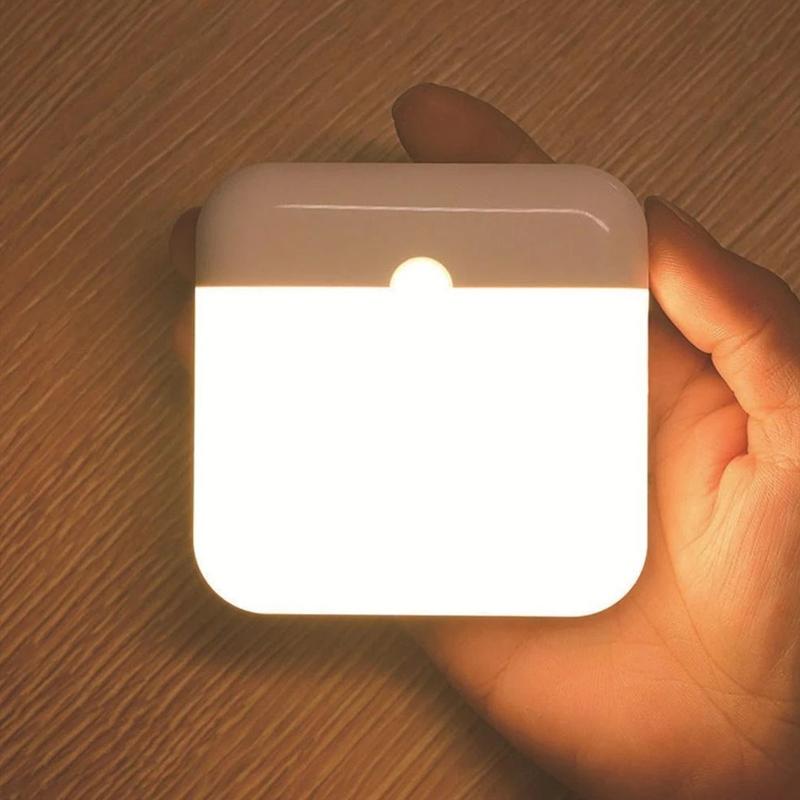 

Motion Sensor Led Light Usb Charging Square Lamp For Bedroom Kitchen Stair Hallway Wardrobe Cupboard Lighting Night Lights Set