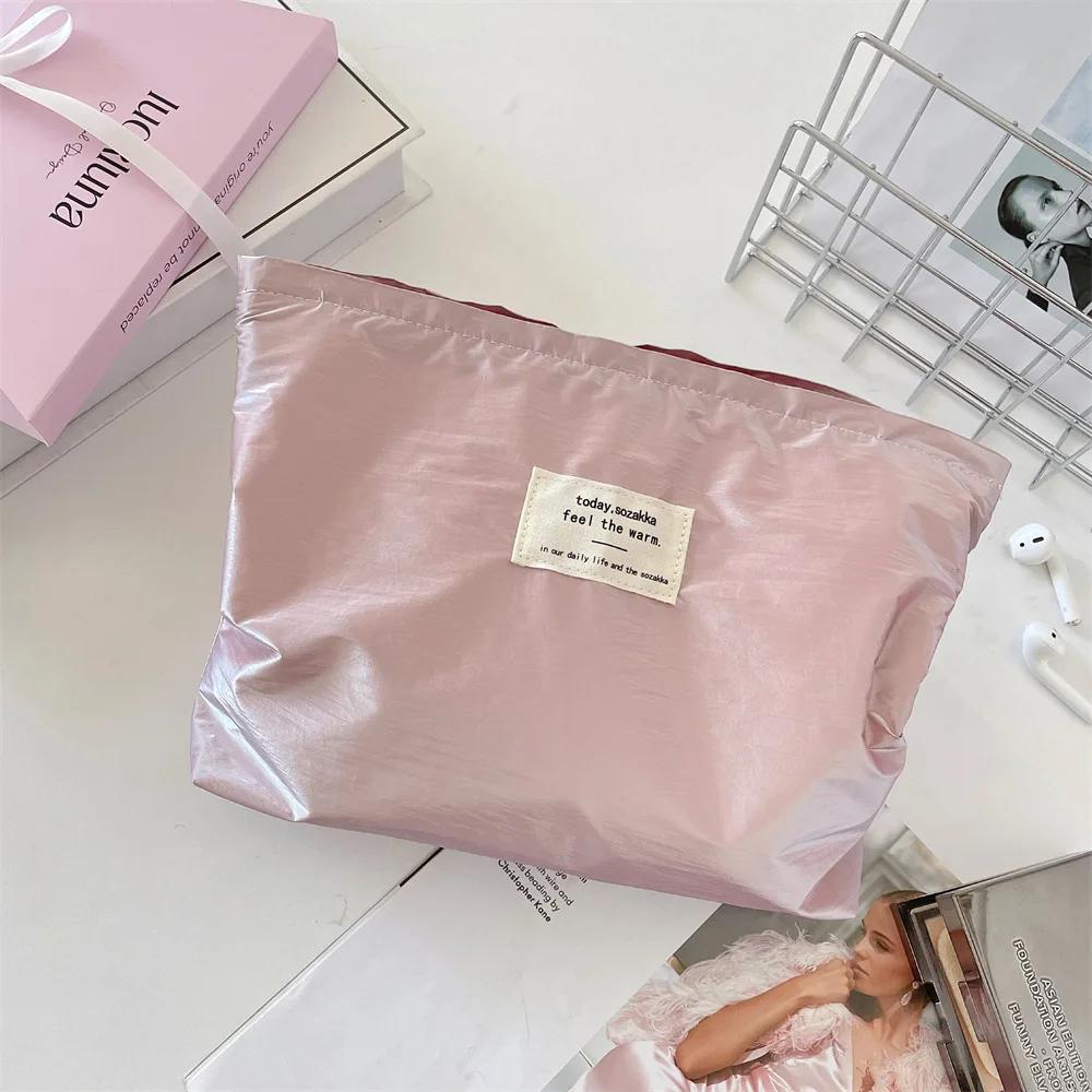 Jednoduché lesklé flitry Stříbrná spojka Kosmetická kabelka taštička na make-up Přenosné ženy Toaletní potřeby Péče o pleť Úložná taška taška s organizérem