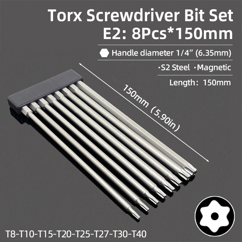 50/75/100/150mm Security Tamper Proof Magnetic Screwdriver Set Drill Bit Screw Driver Bits Hex Torx Flat Head 1/4" Hand Tools