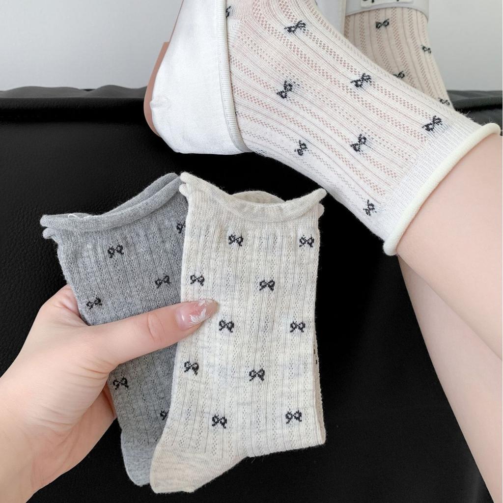 Breathable Ballet Bows, Sweet Mesh Boneless Socks, Lace Boat Socks, Thin Styles, Breathable And Comfortable
