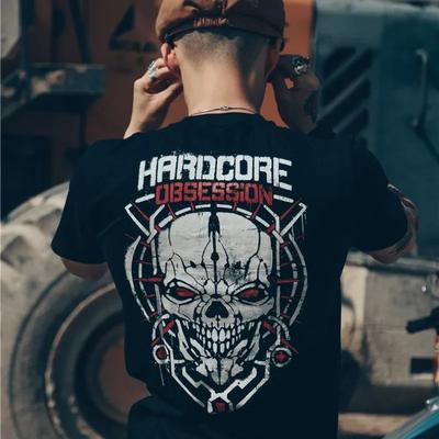 Summer Men's T-shirt Short Sleeved European and American Hip-hop Skull Casual Punk Men's Pure Cotton Short Sleeved T-shirt