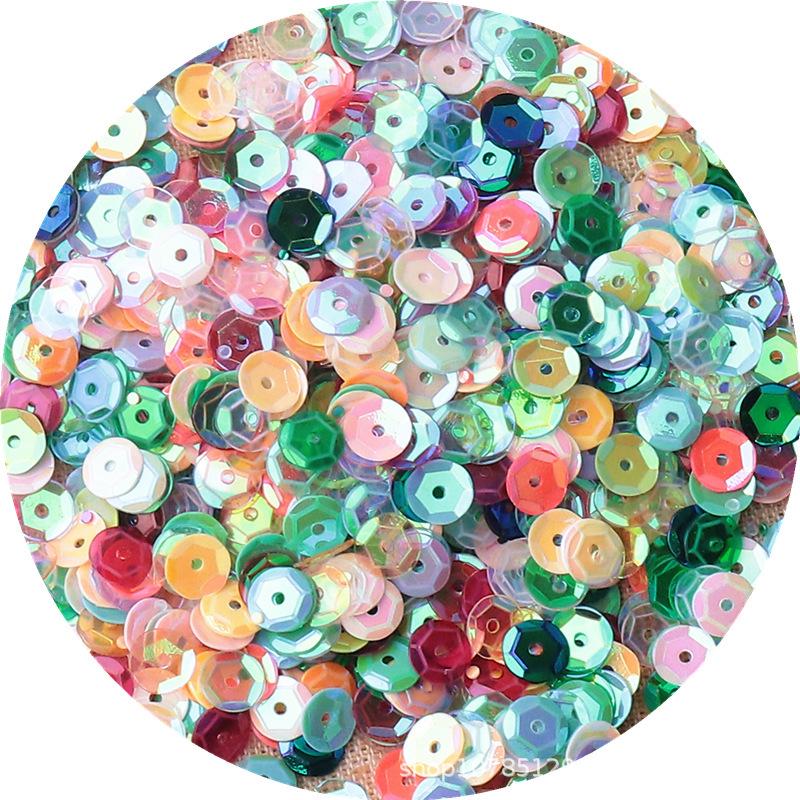 Paetês Côncavos Redondos AB Iridescentes de 6mm - Peças Curvas Brilhantes para Acessórios de Roupa e Joias DIY