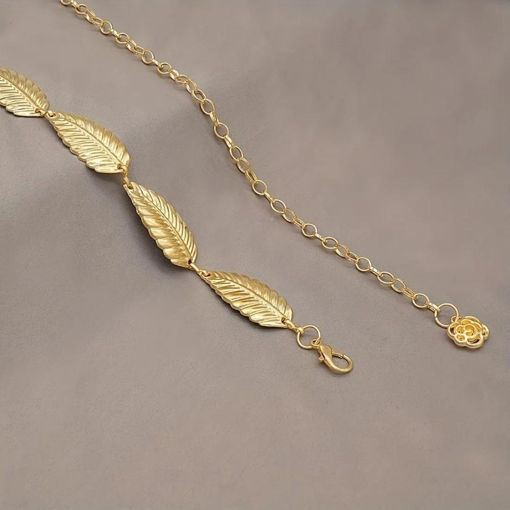 Boho Chic Dress Waist Chain Vintage Body Chain Versatile Metal Leaf Belt  Women's Fashion Accessory