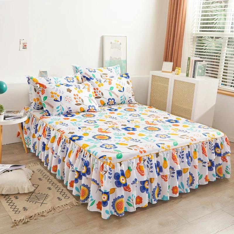 1pc Bedspread Bedroom Fitted Sheet Cover Soft Non-Slip King Queen Bed Skirt Wedding Bedskirt No Pillowcase For Four Seasons