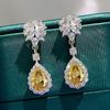 Red Teardrop Halo Drop Earrings for Women Elegant Style