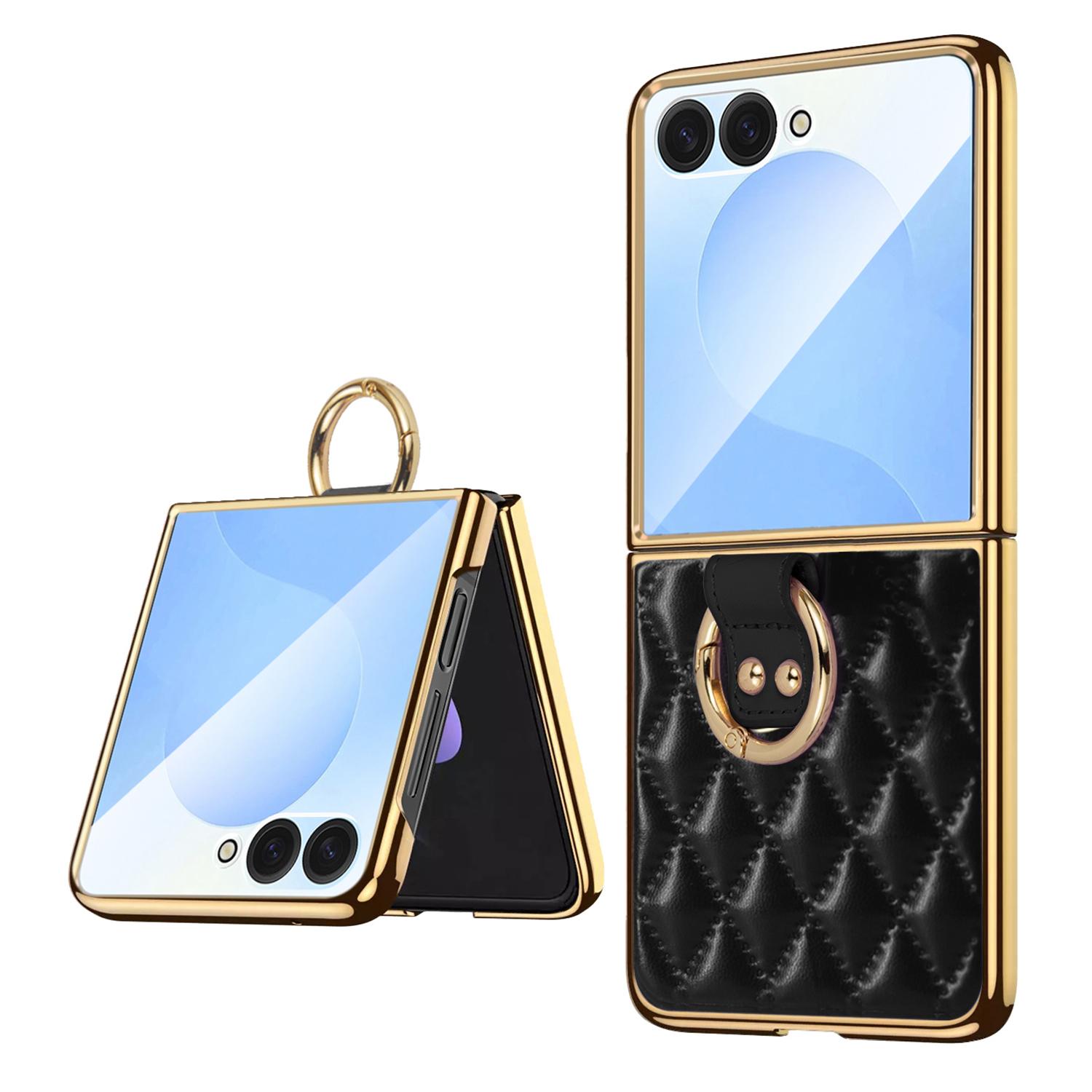 

Чехол для Samsung Galaxy Z Flip7 5G с ромбовидной сеткой, чехол для телефона с пленкой из закаленного стекла Black