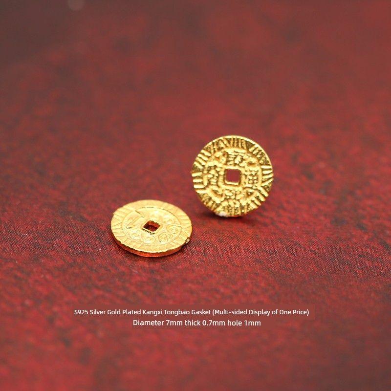 

DIY Nepal Spacer 18K Gold Craft Carrying Strap Accessories A# silver-plated Kangxi Tongbao spacer