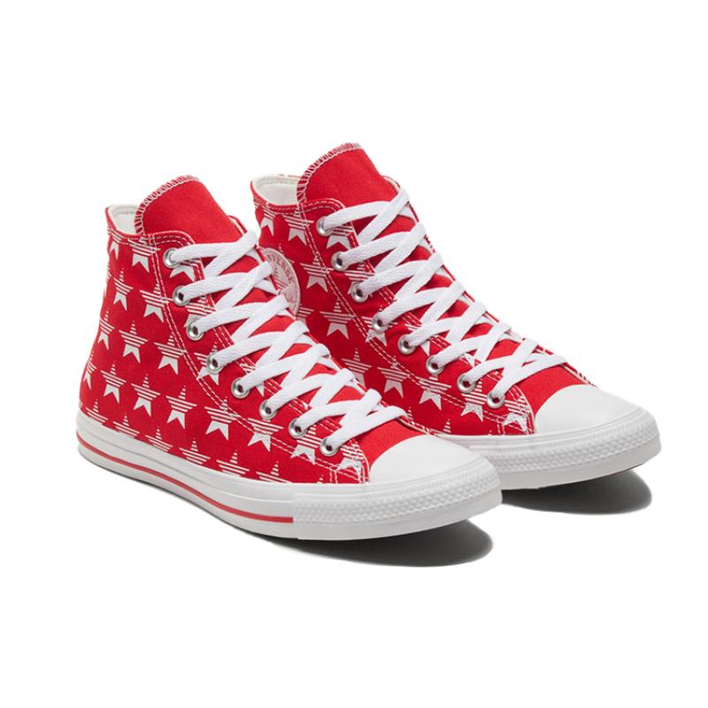 Converse Chuck Taylor All Star Canvas Full of Stars Wrap Non-Slip High-Top Board Shoes Unisex White Red