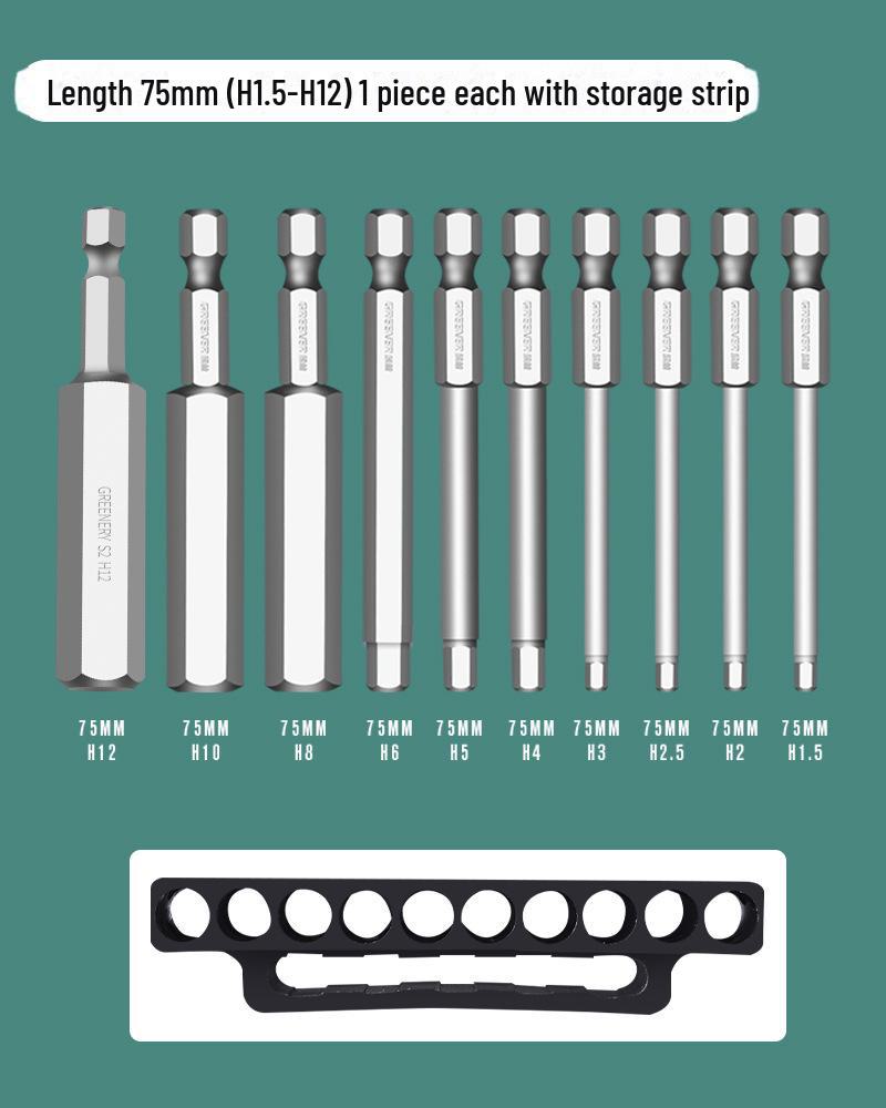 Green Forest Tungsten Steel Hex Wrench & Drill Set with Magnetic Hex Head