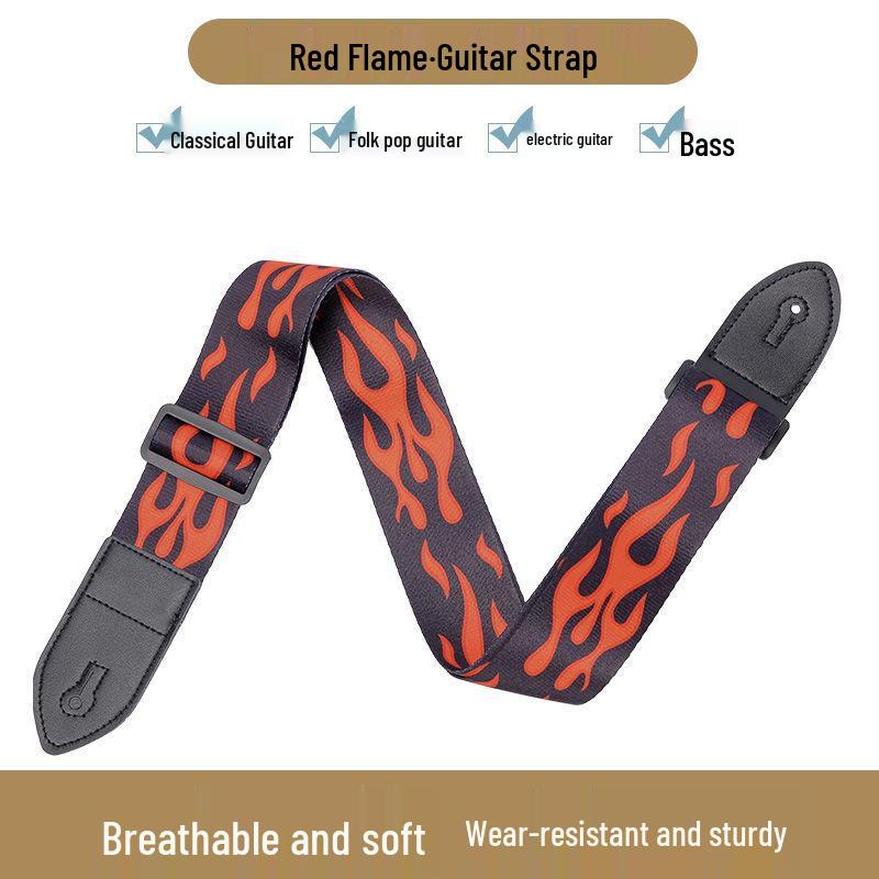 Polyester Printed Guitar/Bass Strap: Widened, Thickened, Punch-Free for Boys & Girls