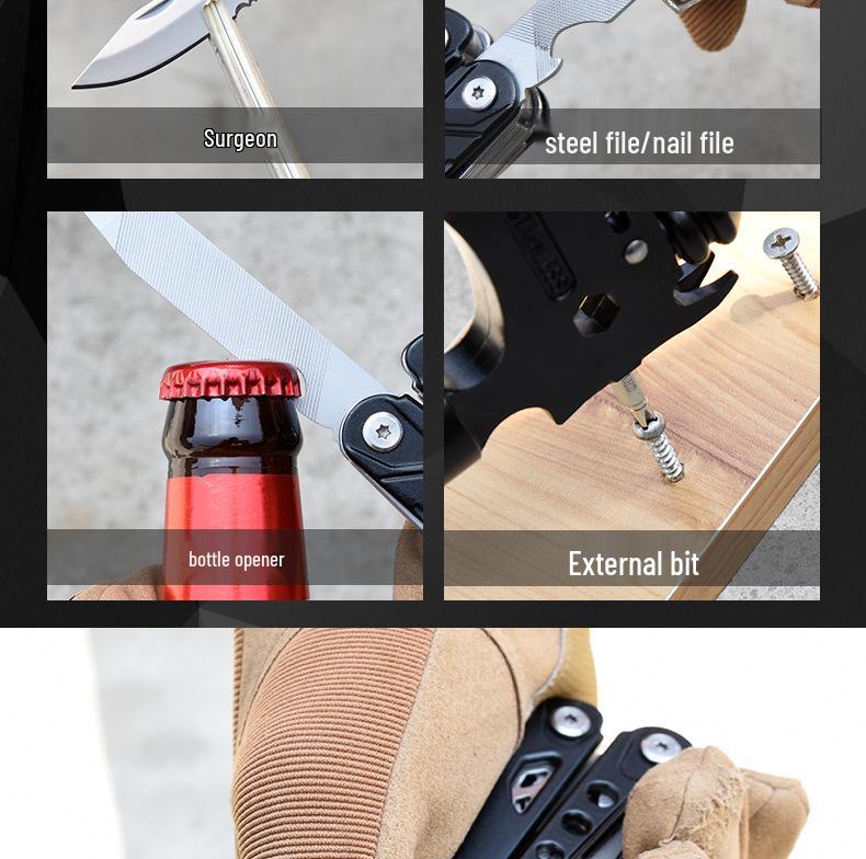 Multifunctional Outdoor Tool: Pliers, Hammer, Folding Knife, Vehicle Window Breaker