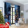 2pcs 2D Flat Printing Merry Christmas Party Curtains Winter Snowman Christmas Tree 100% Polyester Without Electricity Festive