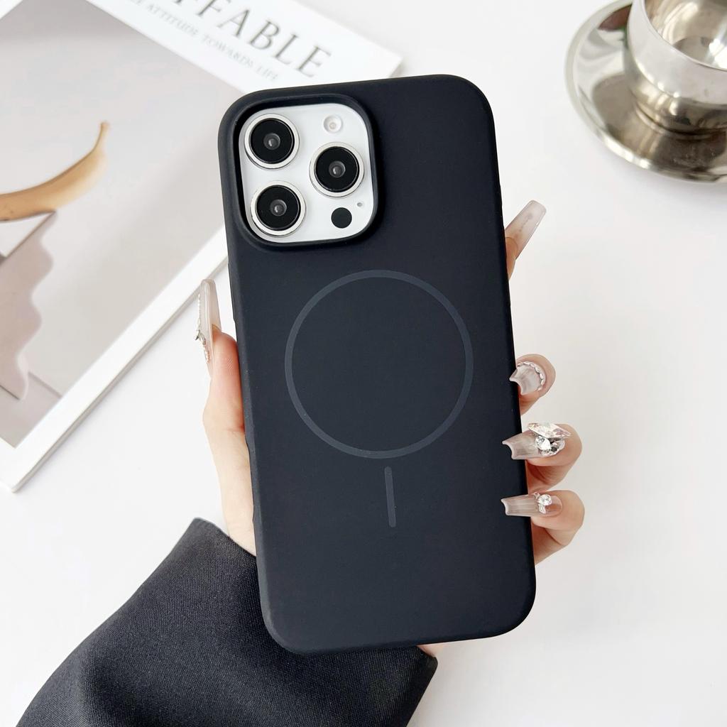 Thin Ring Magnetic Suction Suitable for IPhone17promax Mobile Phone Case Solid Color Liquid Silicone Apple 16 Full Inclusive Protective Case