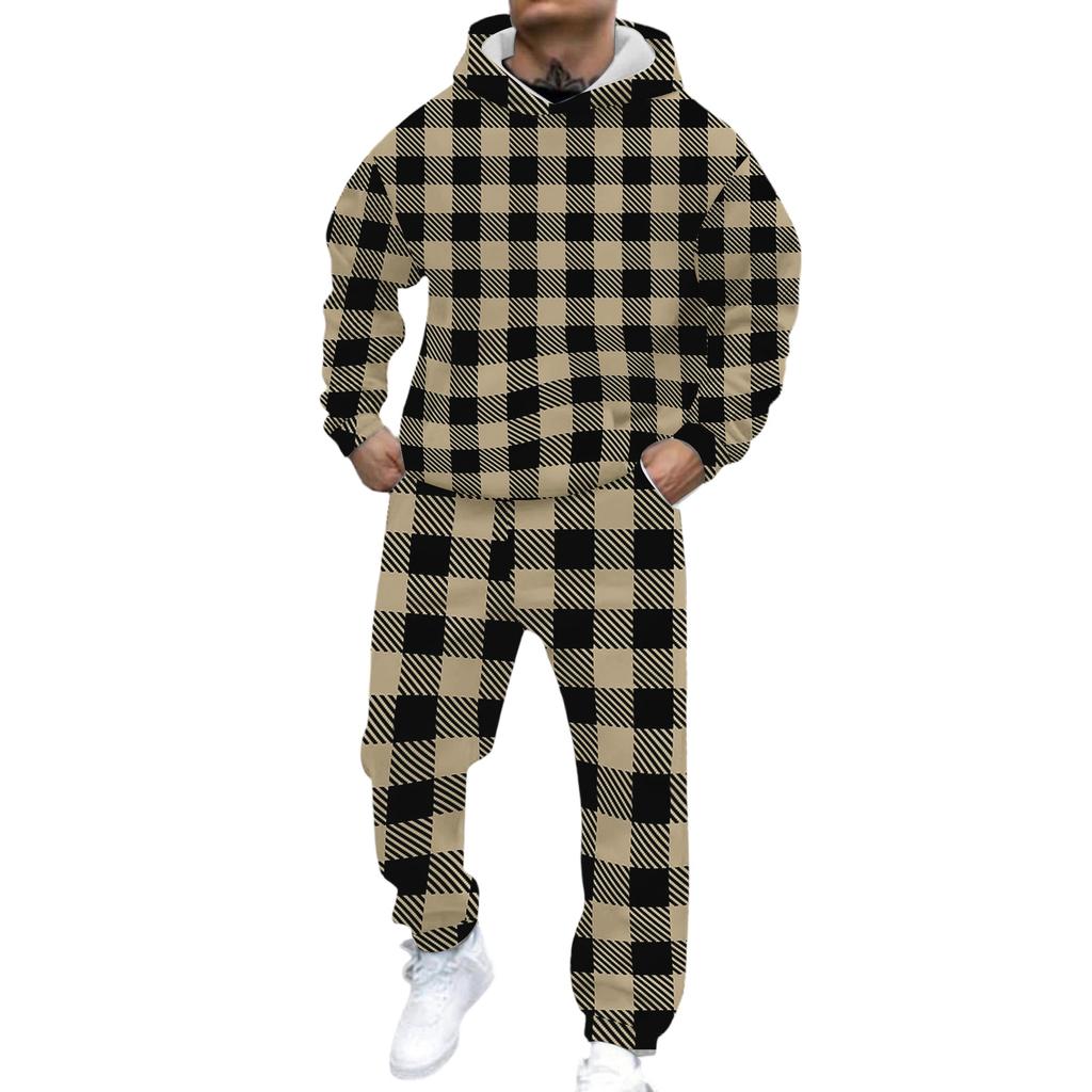 Herren Casual und personalisiert bedrucktes Langarm-Kapuzensweatshirt, Herren Sport-Sweatshirt und Sweatpants zweiteiliges Set