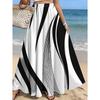 Blue and White Printed Floral Skirt, Summer Casual Vacation Style