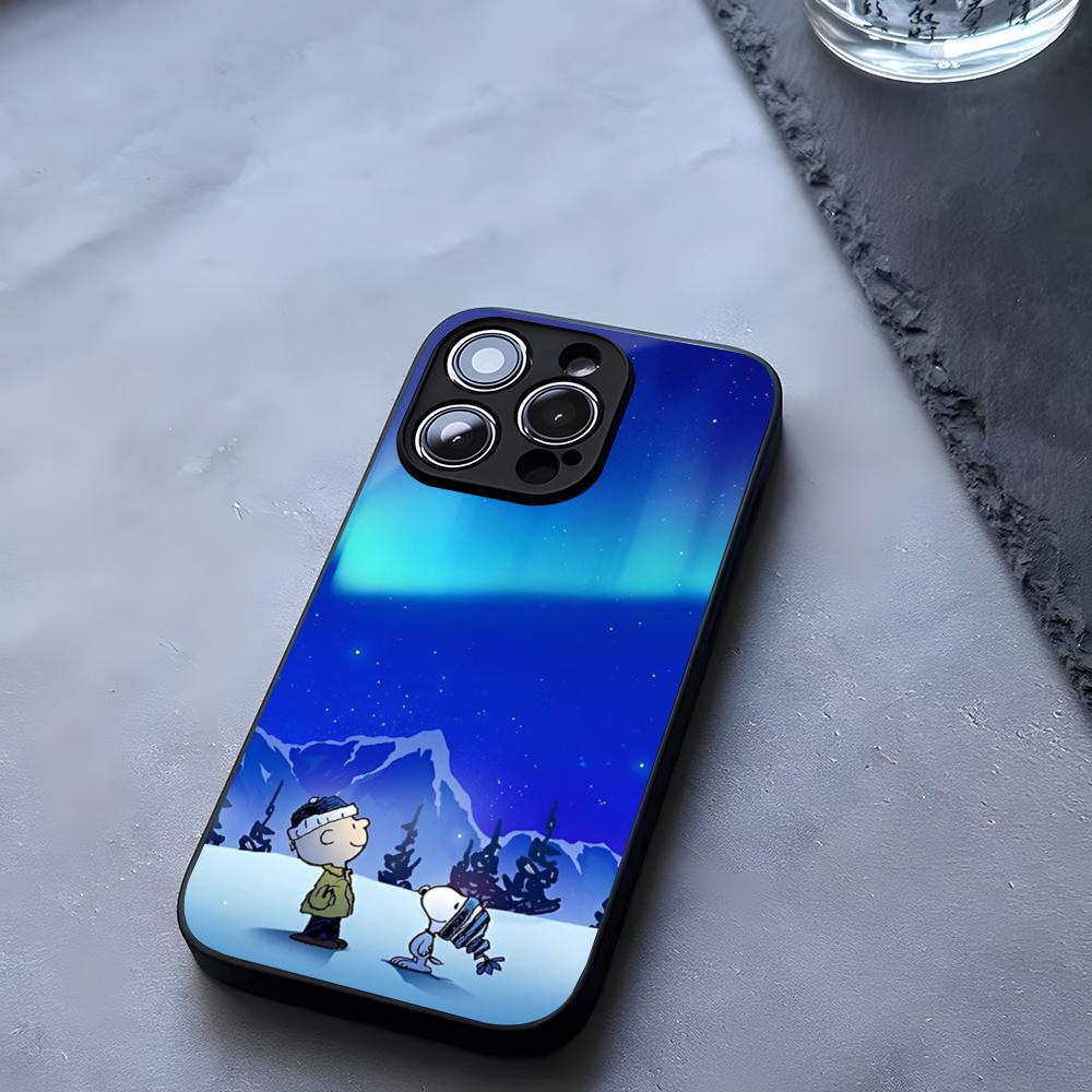 Big Head Snoopy Cartoon Phone Case Tempered Glass For IPhone 17 13 14 16 12 15 11 Pro Max Plus Mini X XR SE2020 Coque
