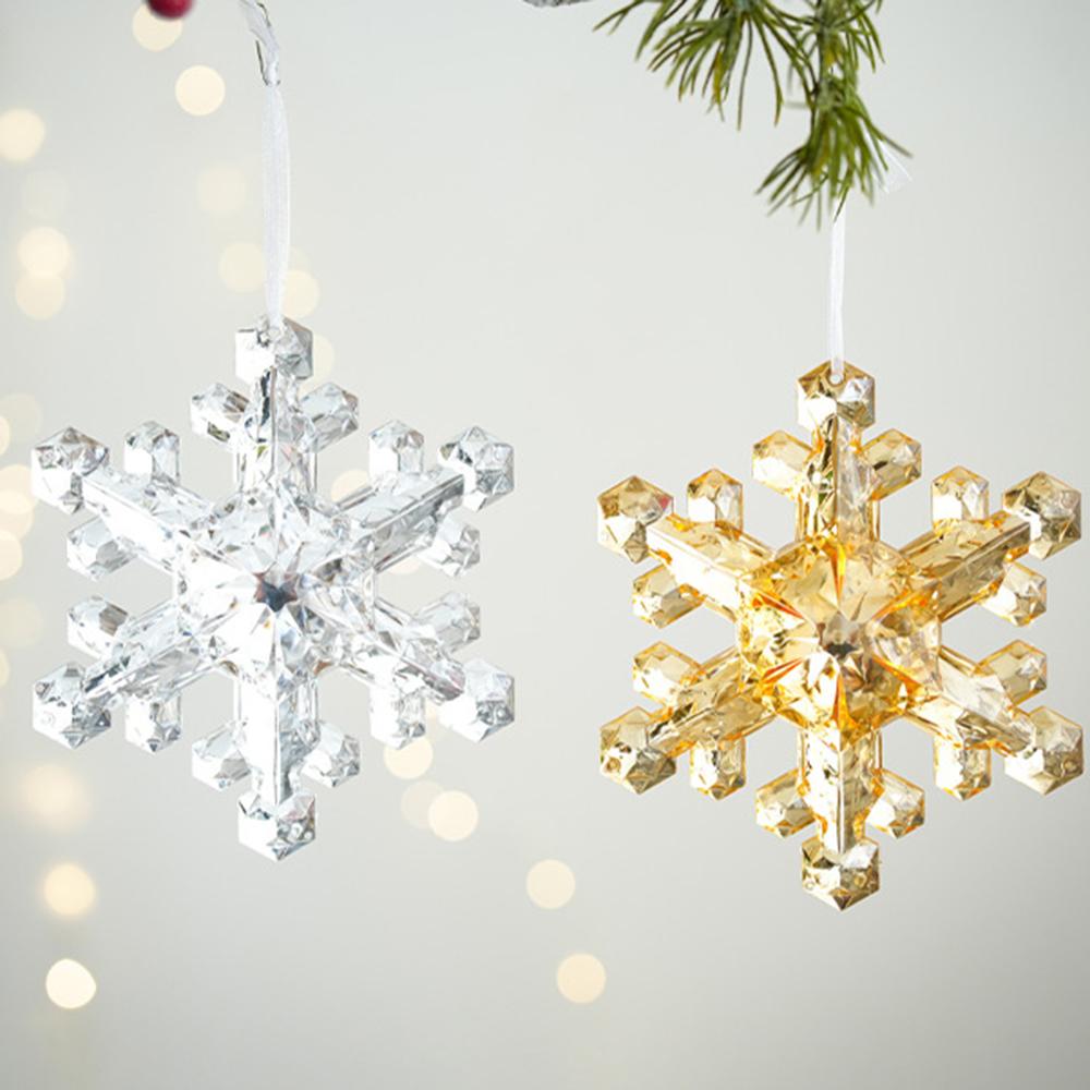 Translucent Snowflake Pendant Plastic Snowflake Shape Charm Christmas Tree Ornament Christmas New Year Atmosphere Decoration