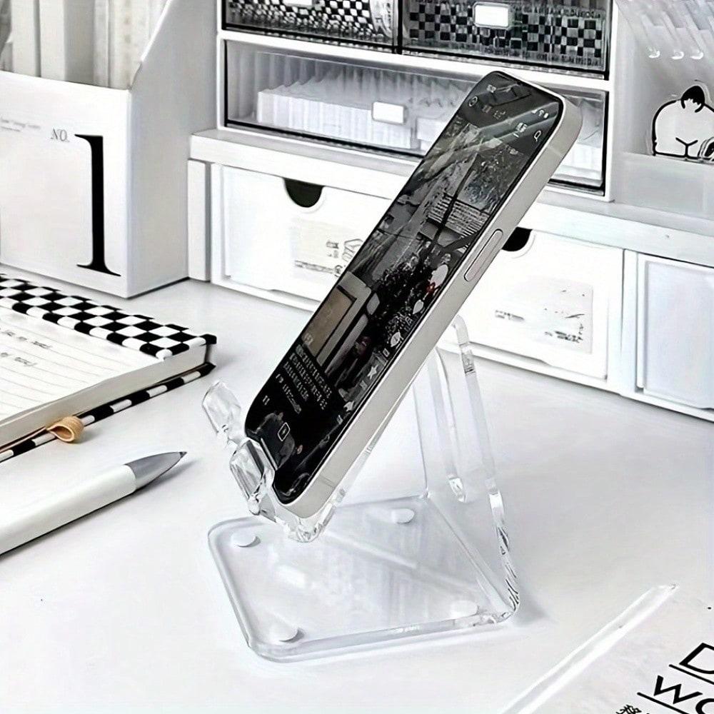Minimalist Gooseneck Phone Mount 1pc Simple Style Transparent Desktop Phone And Tablet St Thick Stand Suitable For Dormitories Home Offices