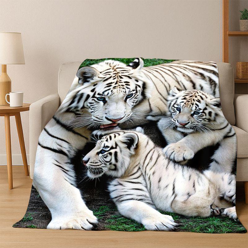 

Tiger, Beast Wildlife Cartoon Flannel Blanket Soft Warm Throw Blanket for Bedroom Living Room Bed Travel Camping Picnic Gift 75x90cm