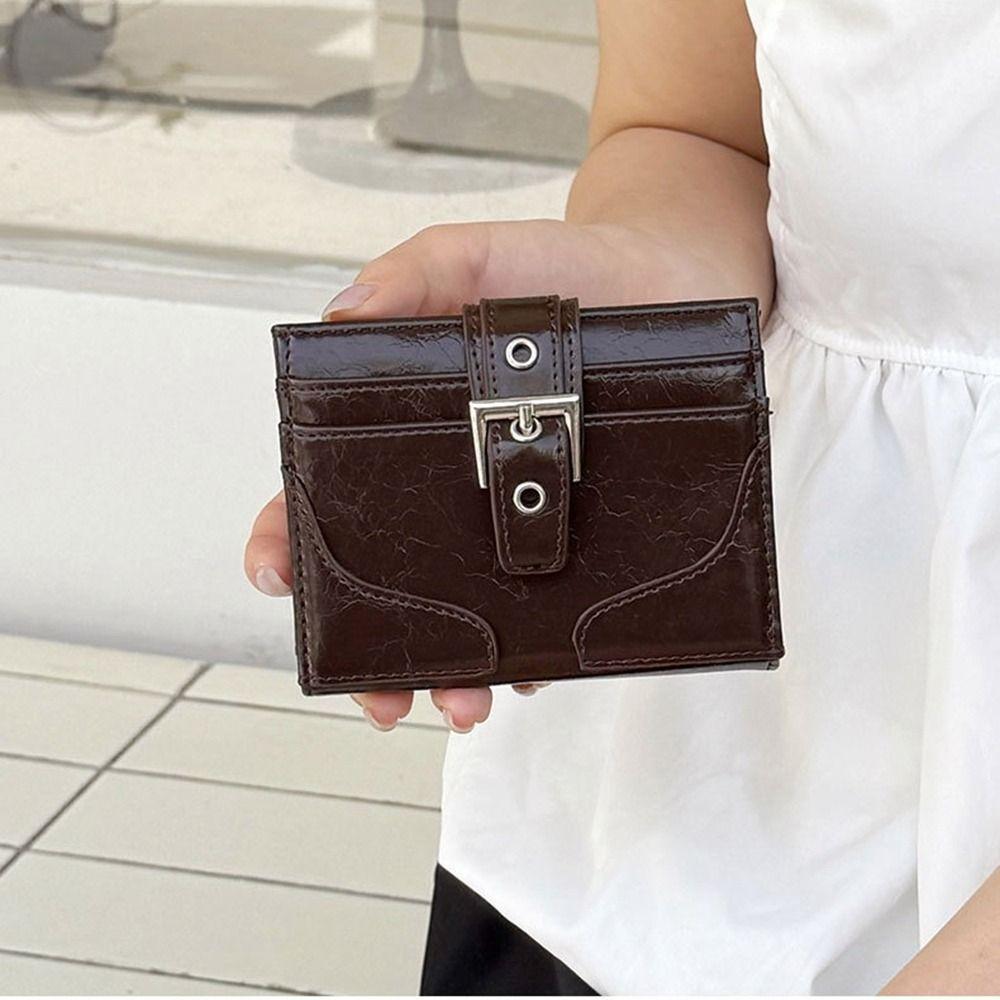 Retro Korean Style Women Short Wallet Ultra Thin Short Clutch Card Bag Purse Multi-function Coin Pouch Card Storage Bag