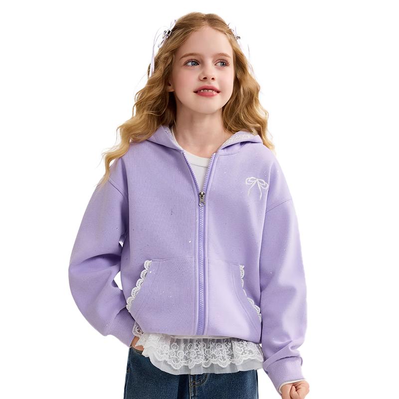 ASK JUNIOR Girls  Ballet Lace Splice Hooded Sweatshirt 150