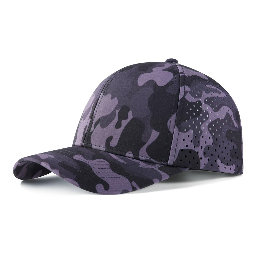 VOBOOM Men Quick Dry Baseball Cap Laser Cut Mesh Ball Curved Brim Snapback Hat Outdoor Running Travel Black Hat