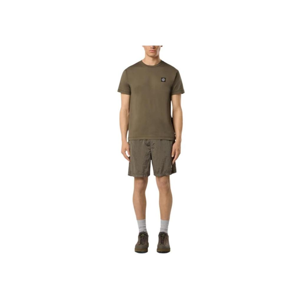 Stone Island Logo Slim Fit Crew Neck Short Sleeve T-Shirt Men Tops Military-Green K2S152100027S0013-V0054
