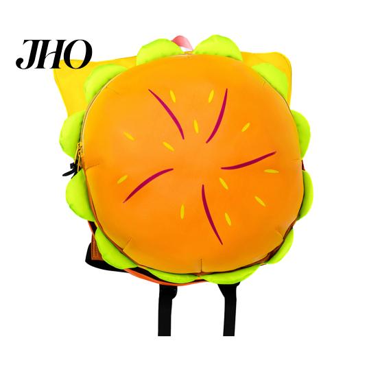 Novelty Food Backpack Hamburger with Adjustable Straps Realistic 3D Design Trendy Large Capacity Spacious Compartments Cheeseburger Storage Pouch