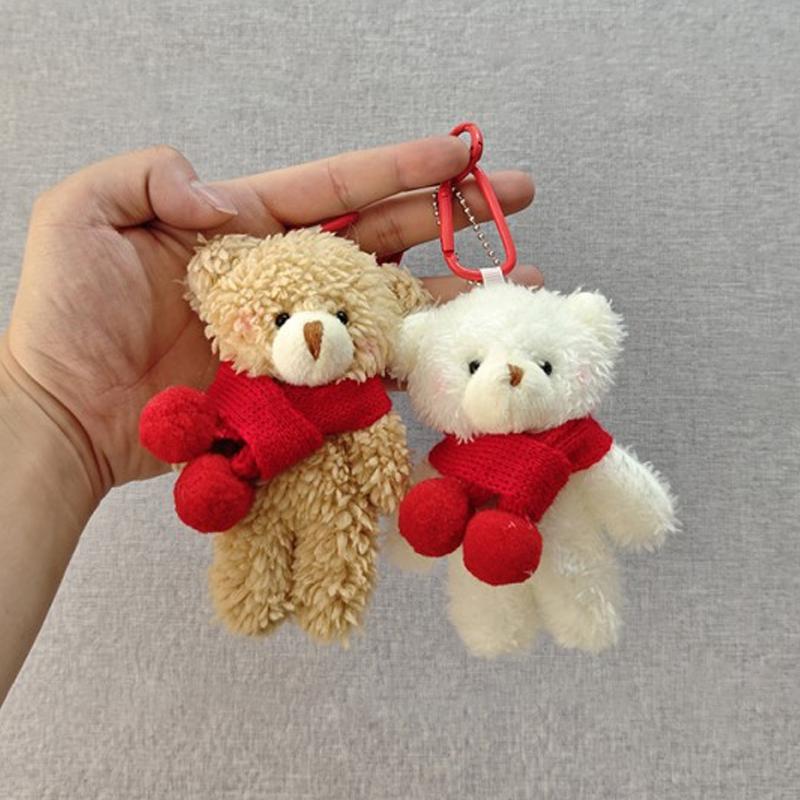 Cute Plush Brown Bear Keychain With Camera & Glasses Backpack Doll Pendants Couple Keyrings Handbag Charms Bag Accessories Set