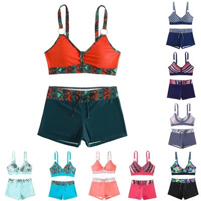Women's Split Fashion Sexy Bikini Print With Breast Pad Without Steel Bracket Swimsuit