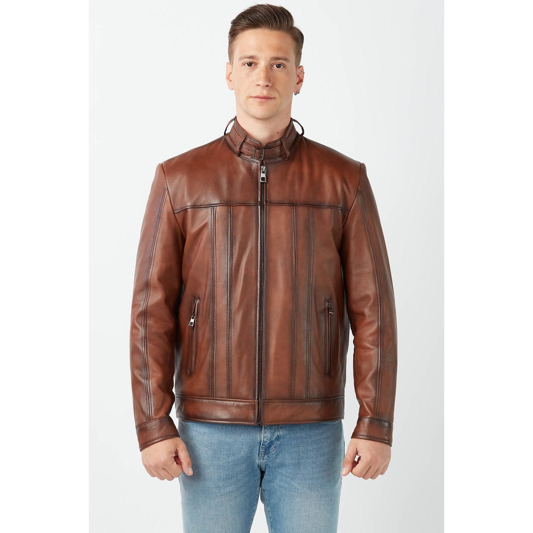 

Пальто Rocco Tan из натуральной кожи, окрашенное в коричневый цвет