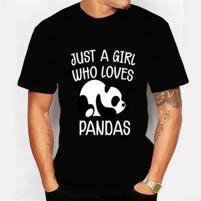Men's T-shirt Just A Girl Who Loves Pandas Graphic Tee Shirt Funny Animal Tshirts Men Short Sleeve T Shirt Cartoon Panda Top Y2k