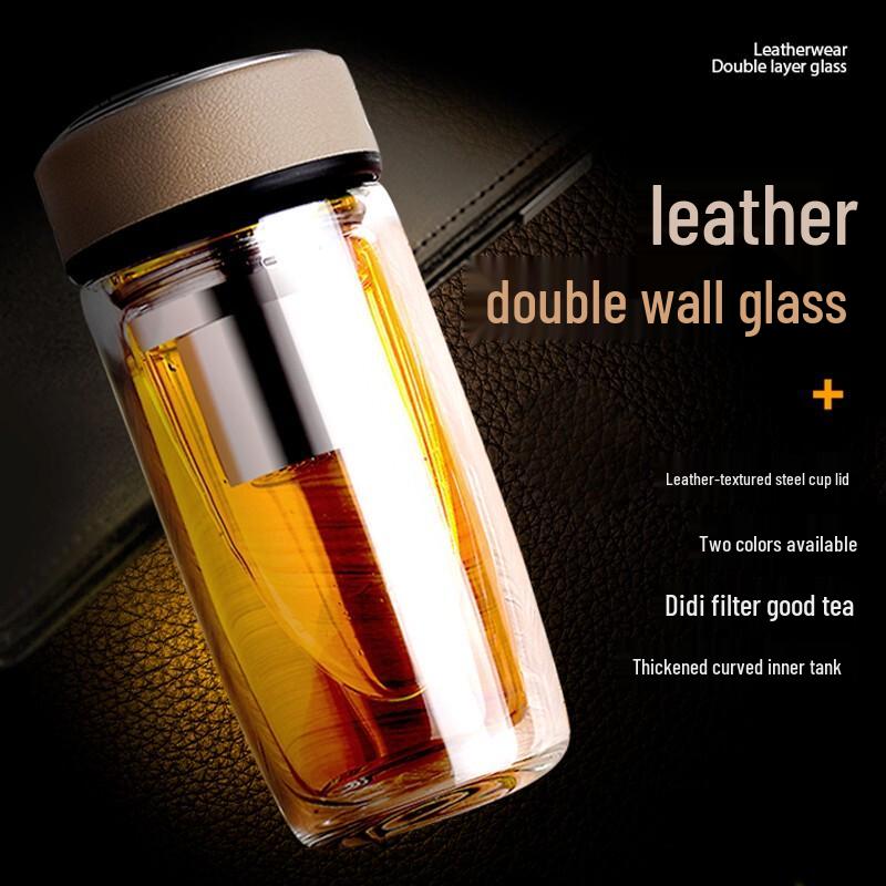 Portable Double Wall Glass Tea Infuser Cup
