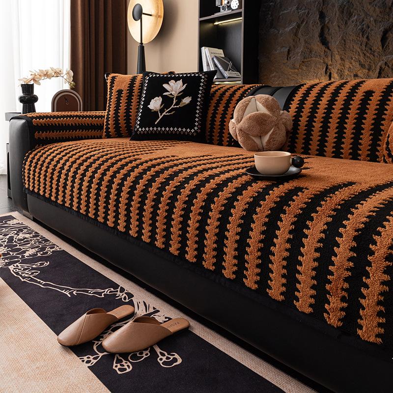 Sofa Cushion Autumn and Winter New Plush High Quality Winter Thickened Cushion Anti Slip Straight Row Sofa Cover Cover