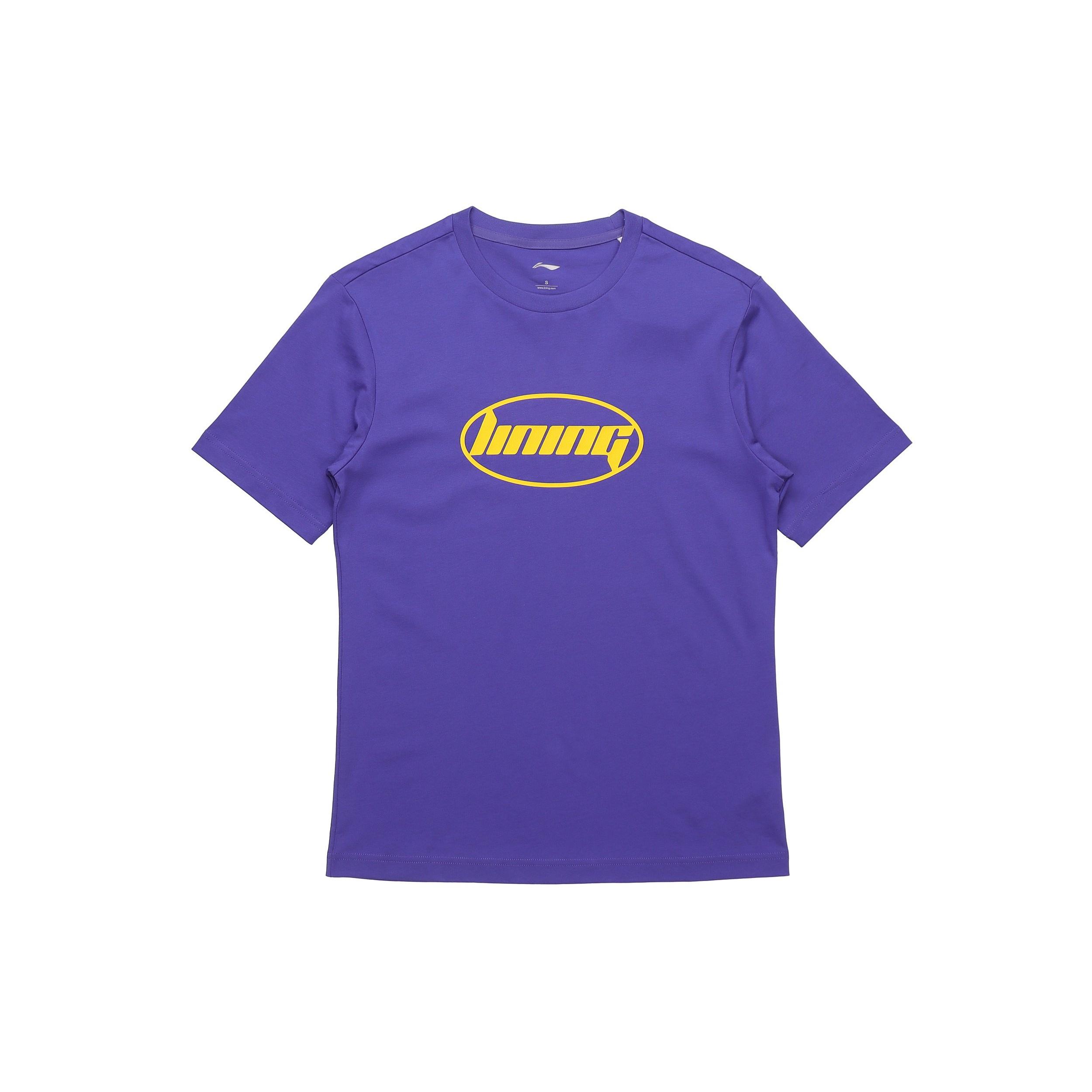 Li-Ning Alphabet Printing Solid Color Round Neck Short Sleeve Couple Style  Purple  Men s AHSQ412-6 M