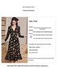 Bailuyu 2025 Autumn V-Neck Floral Print Tie-Waist Midi Tea Dress