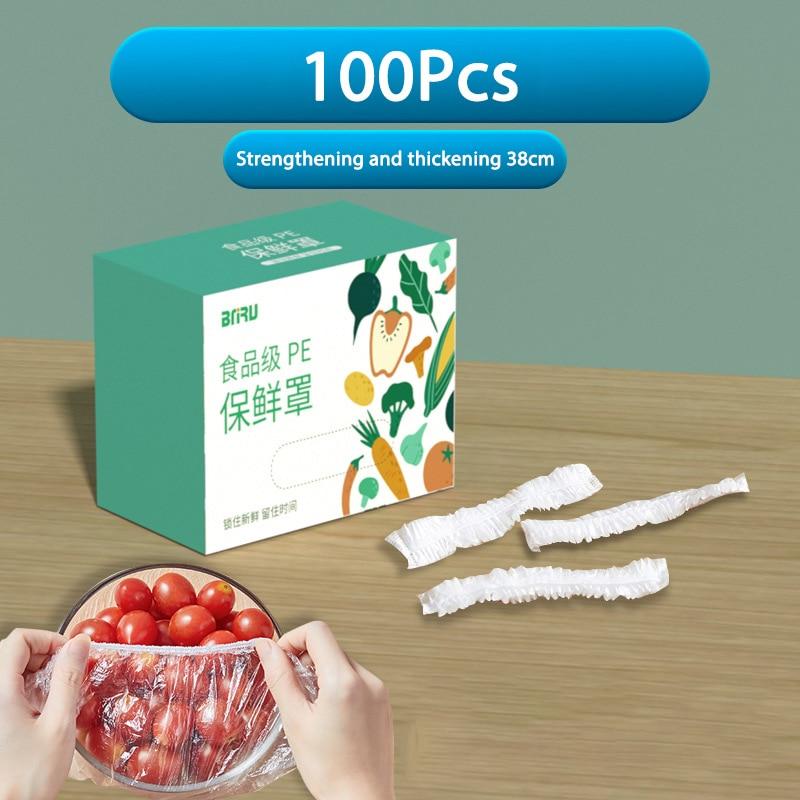 1box Disposable Food Storage Cover Reusable Elastic Fresh Food Cover Elastic Packaging Dish Fresh-keeping Bag Shower Cap YSXX
