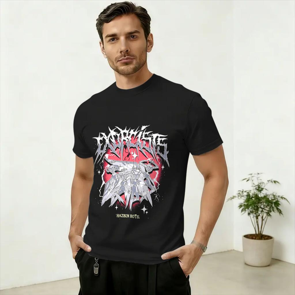 Hazbins Hoteling Vox Solo Metal Cotton T-Shirt For Unisex Summer Y2K Funny T Shirts O-Neck Hippie Tee Shirt Big Size Tops