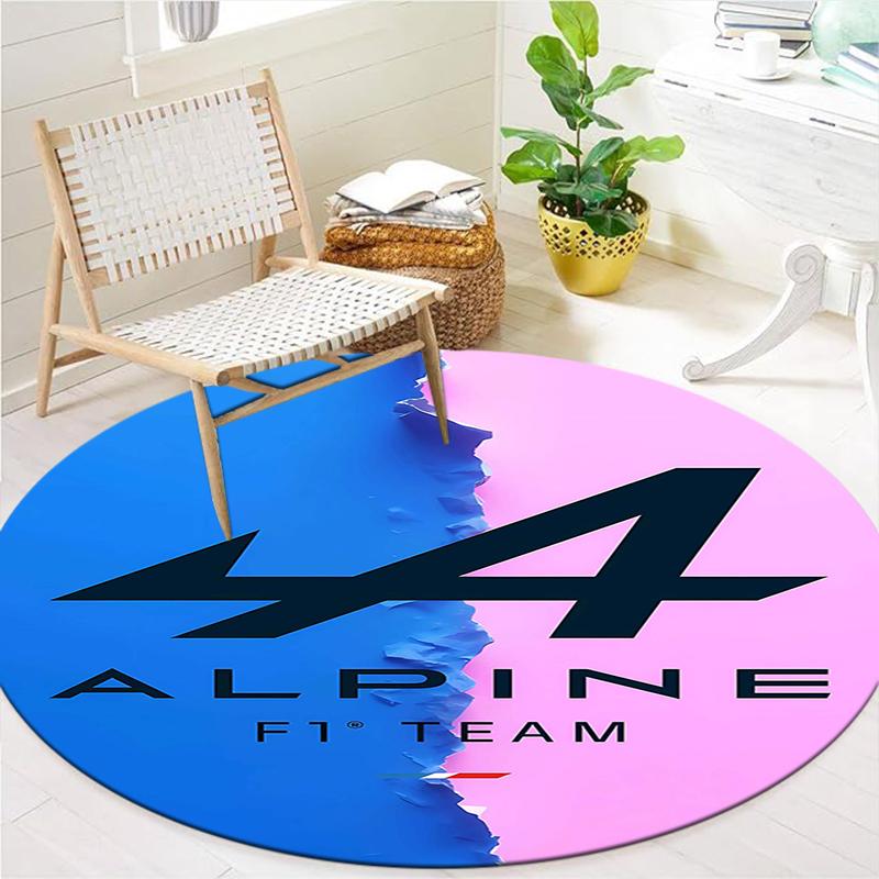 Alpine F1 Round Area Rug,Carpet Rug for Living Room Bedroom Sofa Playroom Decor,Non-slip Floor Mat