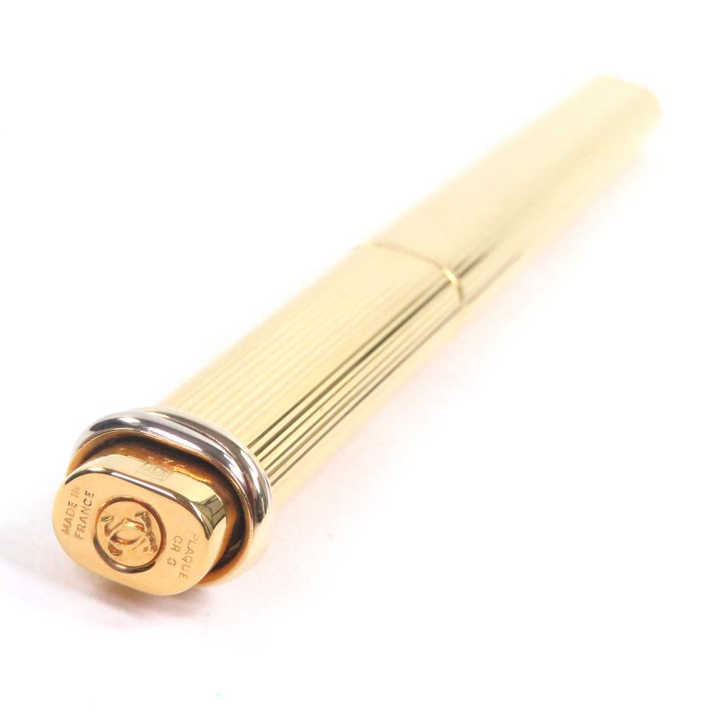 Great Cartier Ballpoint pen Trinity Stripe Pattern Cap Style gold mens Used