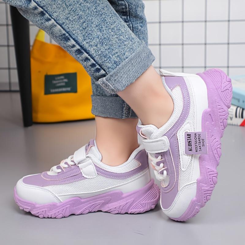 Trendy Low Top Mesh Sneakers For Girls, Breathable Lightweight Anti Slip Trendy Sneakers With Hook And Loop Fastener