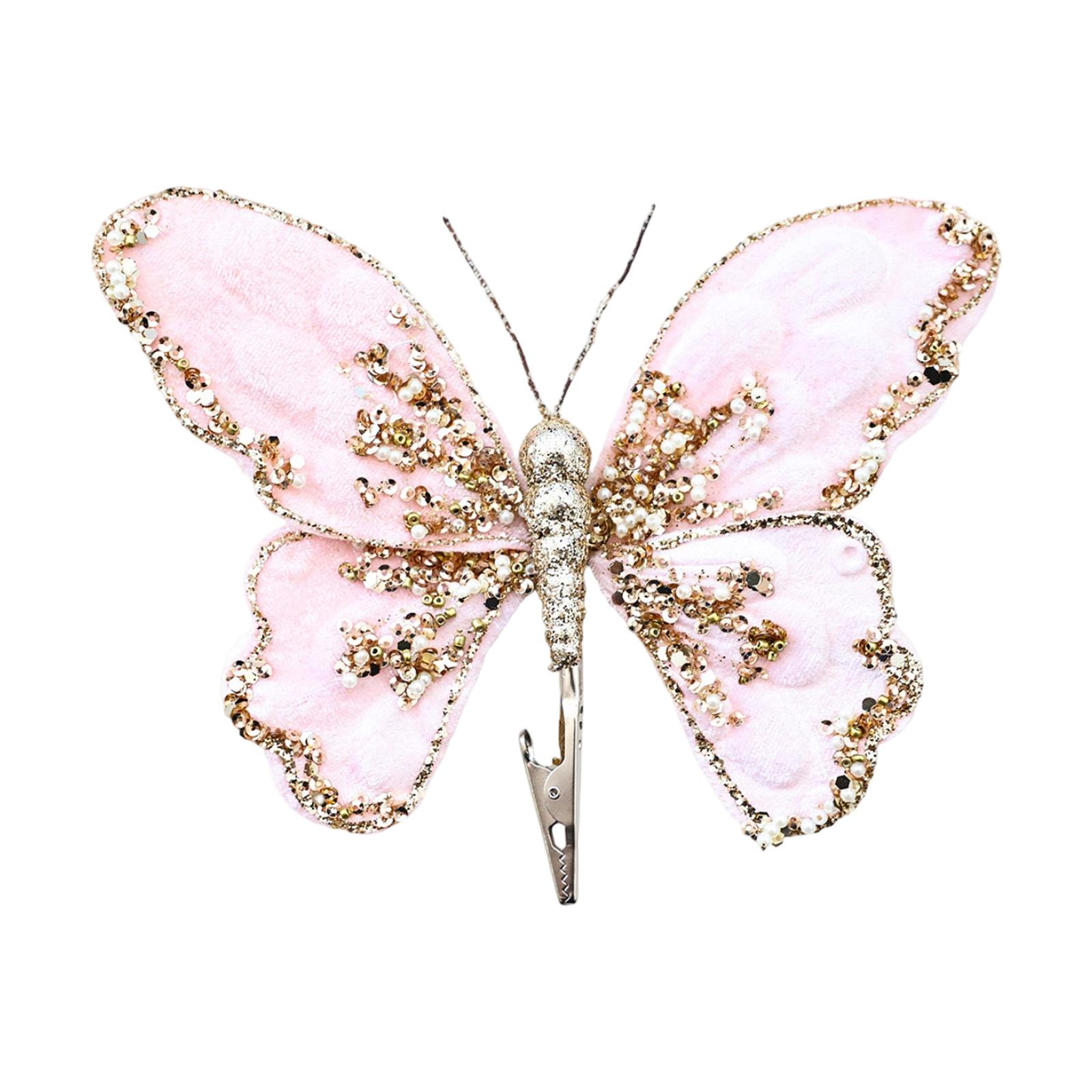 

Украшения Золотой Пудрой для Рождественской Елки, Пайетки из Высококачественной Ткани, Подвески в Виде Имитации Бабочек, Рождественские Цветочные Аксессуары One Size розовый