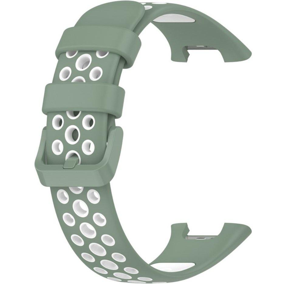 Silicone Strap for Xiaomi Mi Band 7 Pro, Green / White