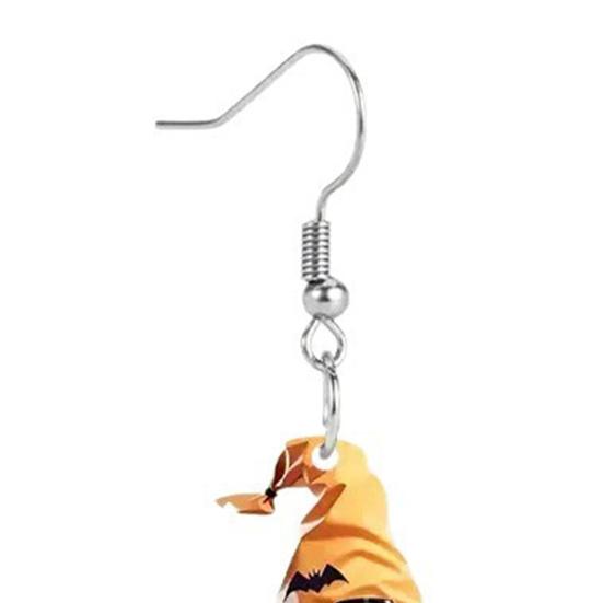 Smooth Polished Ear Pins 1 Pair Halloween Cute Ghost Earrings, Acrylic Dangle Earrings with Witch Durable Festive Hat Pumpkin Bat, Anti-Rust
