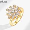 SMJEL Luxury Crystal Anxiety Relief Spinning Fidget Rings for Women Cute Sakura Daisy Rose Flower Rotating Ring Anti Stress Gift